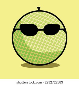 Eine süße Melonenfigur mit Sonnenbrille