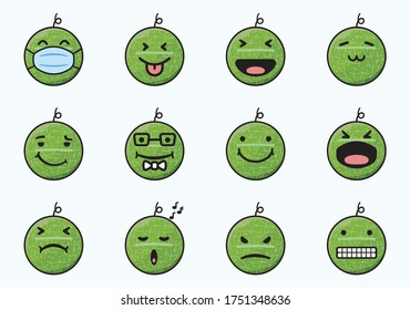 cute melon emoticon set collection
