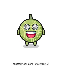 cute melon fruit character with hypnotized eyes , cute style design for t shirt, sticker, logo element