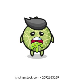 el tierno personaje de la fruta melón con puke , diseño de estilo lindo para camiseta, pegatina, elemento logotipo
