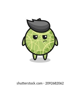 cute melon fruit character with suspicious expression , cute style design for t shirt, sticker, logo element