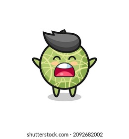 linda mascota de la fruta del melón con expresión de bostezo, diseño de estilo lindo para camisetas, pegatinas, elemento logotipo