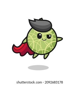 süße Melonenfrucht Superheld-Charakter fliegt , süßes Design für T-Shirt, Aufkleber, Logo-Element