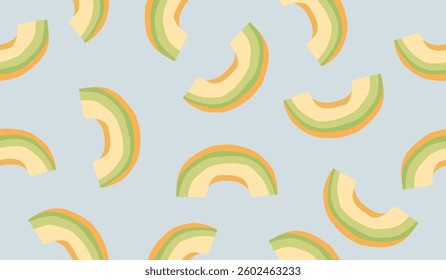Cute melon fruits seamless pattern background