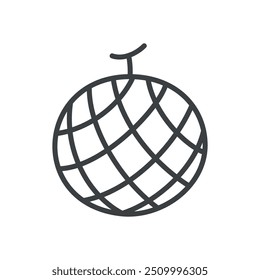 Cute melon icon. Hand drawn monochrome illustration of a fruit isolated on a white background. Vector 10 EPS.