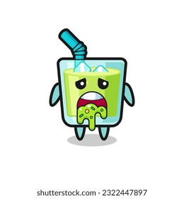 the cute melon juice character with puke , cute style design for t shirt, sticker, logo element