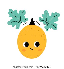 Melão bonito em estilo kawaii.