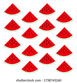 Cute Melon slices red on white. COLORFUL MELON SUMMER SLICES, RED