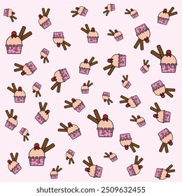 cute melted ice cream line art seamless abstract pattern. vector illustration design. Eps 10 