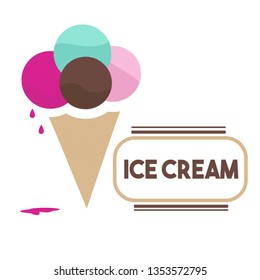 Cute melted ice cream - vector - eps.10