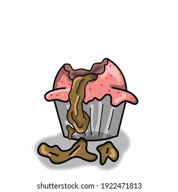 Cute melting cupcake character vector template design illustrator