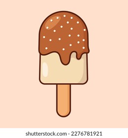 Cute melting ice cream popsicle cartoon icon vector illustration. Desserts and Sweet Foods Flat Design icon concept. Vector flat outline icon