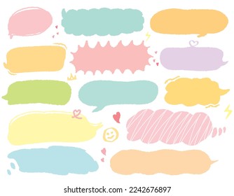 Cute Memo collection.Set of blank colorful speech bubble in flat design for short message. Chat balloon in hand drawn style.Cute vector illustration Sticker for chat symbol, talk dialog word  text box