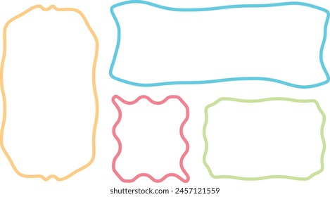 Cute memo of colorful Crayon drawn line out speech bubbles. Hand drawn doodle lettering quote frame for text. Set of variety shape sticker. Thinking and chat box. Line speech cloud. Cloud, Box, Blank
