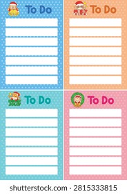 Cute memo to do  sticky notes in four colors animal series christmas theme with Shiba inu bring bells and lion bring holly Jolly text