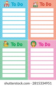 Cute memo to do  sticky notes in four colors animal series christmas theme with duck bring holly Jolly text and giraffe bring bells.