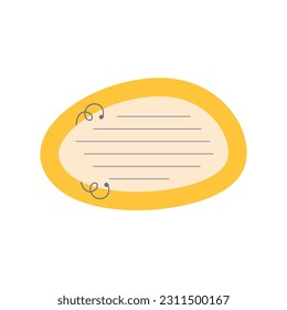 Cute Memo Notebook paper frame for text. Planner sticker element sticky. Flat vector illustration. Cute Notes planner page.