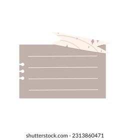 Marco de papel de bloc de notas para texto. Elemento pegajoso del emoticono del planificador. Ilustración vectorial plana. Página Planificador de memes de notas personalizadas.