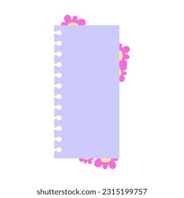 Cute Memo Notebook paper frame for text. Planner sticker element sticky. Flat vector illustration. Cute Notes memo planner page.