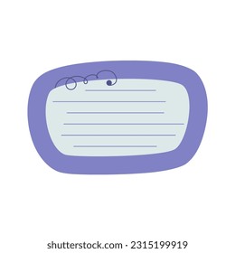 Cute Memo Notebook paper frame for text. Planner sticker element sticky. Flat vector illustration. Cute Notes planner page.