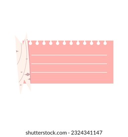 Cute Memo Notebook paper frame for text. Planner sticker element sticky. Flat vector illustration. Cute Notes memo planner page.