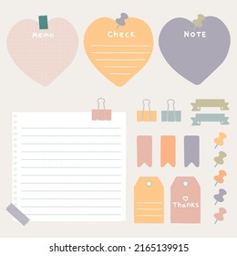 Cute Memo Pads Collection. Vintage Vector Notes set.