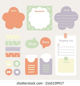 Cute Memo Pads Collection. Vintage Vector Notes set.