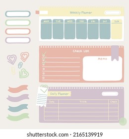 Cute Memo Pads Collection. Vintage Vector Notes Set.