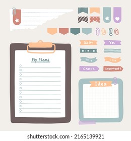 Cute Memo Pads Collection. Vintage Vector Notes set.