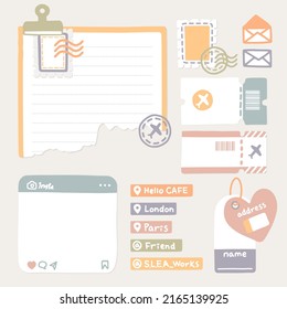 Cute Memo Pads Collection. Vintage Vector Notes set.