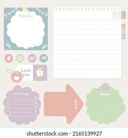 Cute Memo Pads Collection. Vintage Vector Notes set.