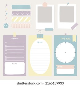 Cute Memo Pads Collection. Vintage Vector Notes set.