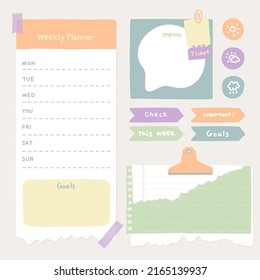 Cute Memo Pads Collection. Vintage Vector Notes set.