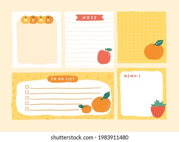 Cute Memo Template. A Collection Of Striped Notes, Blank Notebooks, And Torn Notes Used In A Diary Or Office.