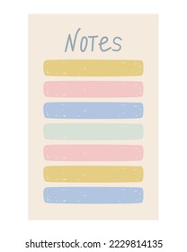 Cute memo template. Hand-drawn notes paper in doodle style. Vector illustartion.