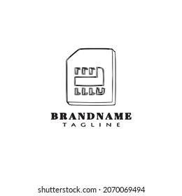 cute memory card logo cartoon icon template black modern isolated vector illustration