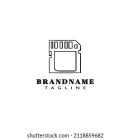 cute memory card logo cartoon icon template black modern isolated vector illustration