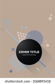 Cute memphis design placard vector with white, and shapes on background. Cool memphis template placard page. Front page illustration for college notebook, dairy or notepad.