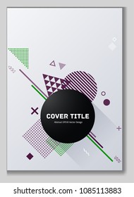 Cute memphis neo background with white geometrical shapes. Minimalistic front page template. Colorful memphis neo style graphic design for corporate purpose.