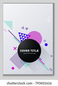 Cute memphis neo background with white, cyan, purple and violet geometrical shapes. Minimalistic front page texture. Colorful memphis neo style design for business purpose.