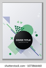 Cute memphis neo pattern with white geometrical shapes. Minimalistic front page template. Colorful memphis neo style illustration for advertisment purpose.