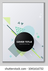 Cute memphis neo vector with white, cyan, blue and green geometrical shapes. Minimalistic front page texture. Colorful memphis neo style illustration for advertisement purpose.