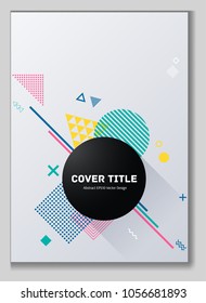 Cute memphis neo vector with white, blue, pink, yellow and green geometrical shapes. Minimalistic front page theme. Colorful memphis neo style pattern for advertisment purpose.