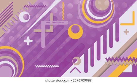 Cute memphis style wallpaper in glamorous tones. An excellent background for advertising, posters, postcards, business cards, corporate attributes and your other projects. Vector.