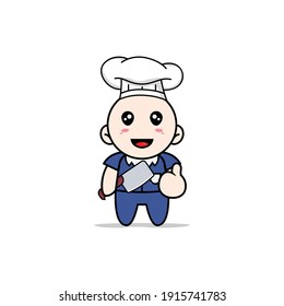 Personaje masculino con traje de chef. Concepto de diseño de mascota
