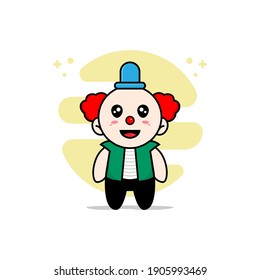 Cute men character wearing clown costume. Mascot design concept