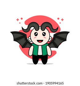 Cute men character wearing devil costume. Mascot design concept