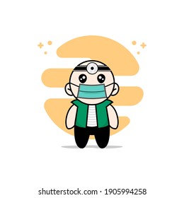 Cute men character wearing doctor costume. Mascot design concept