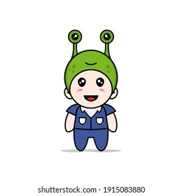 Personaje masculino con traje de rana. Concepto de diseño de mascota
