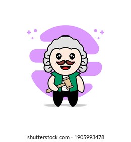 Cute men character wearing judge costume. Mascot design concept
